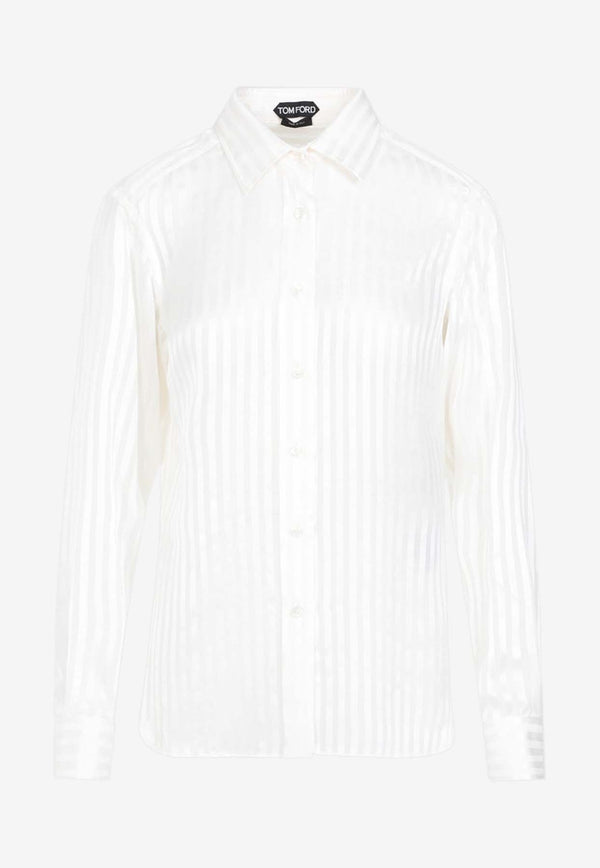 Long-Sleeved Striped Shirt in Silk