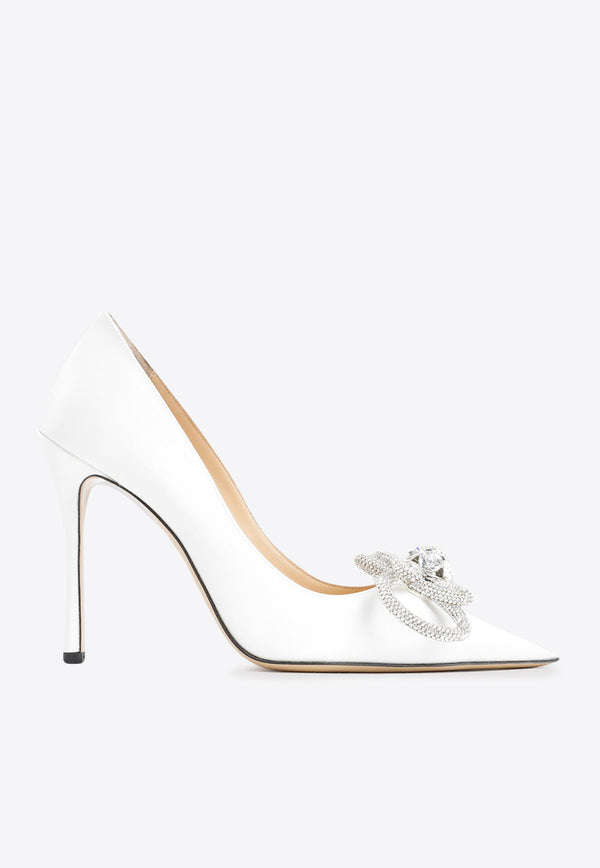 Double Bow 110 Crystal-Embellished Pumps