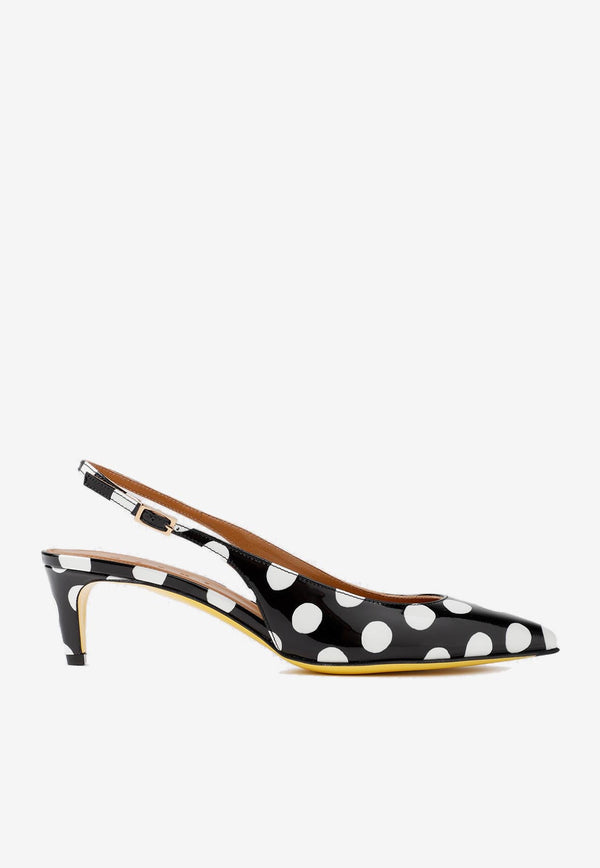 50 Slingback Polka Dot Pumps in Patent Leather