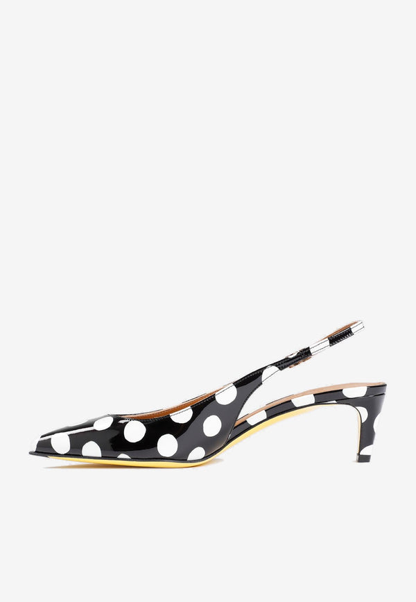 50 Slingback Polka Dot Pumps in Patent Leather