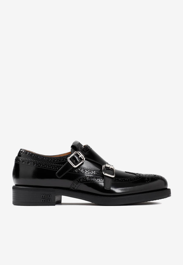 X Church's Double Monk Brogue Shoes in Brushed Leather