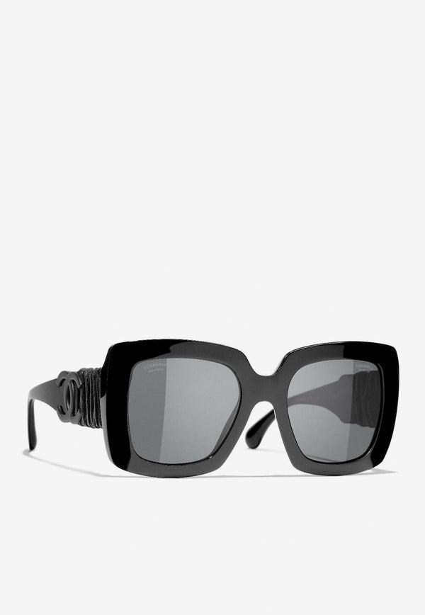 Chanel Logo Rectangular Sunglasses 0CH5474Q-C888T8BLACK