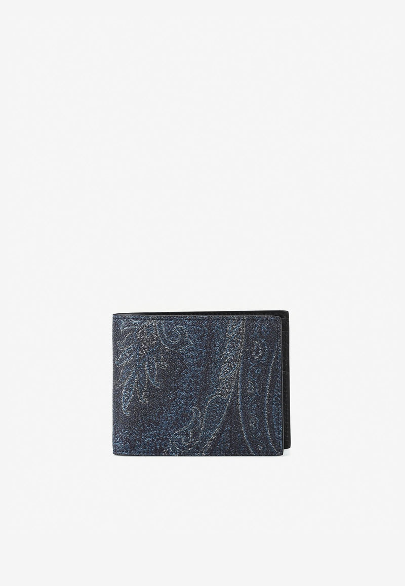 Etro Paisley Jacquard Bi-Fold Wallet 0F557-8007 0200 Blue