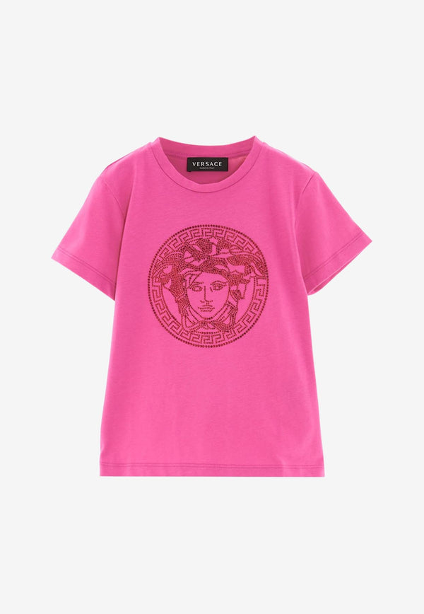 Versace Kids Girls Sequined Medusa T-shirt Fuchsia 1000052 1A04790 2P470