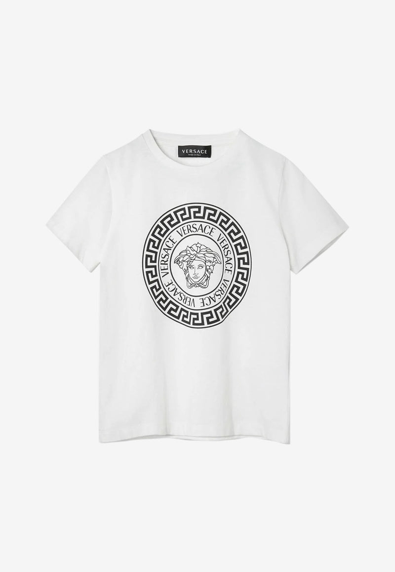 Versace Kids Boys Medusa Print T-shirt White 1000129 1A04740 2W020
