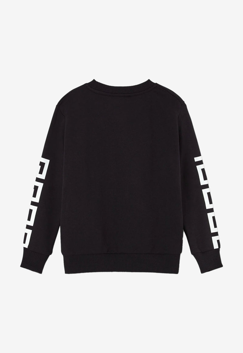 Versace Kids Boys Greca Logo Print Sweatshirt Black 1000132 1A04723 2B020