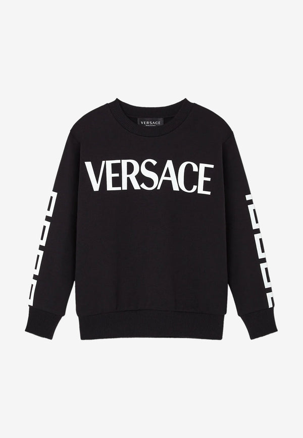 Versace Kids Boys Greca Logo Print Sweatshirt Black 1000132 1A04723 2B020