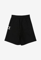 Versace Kids Boys Logo Print Shorts Monochrome 1000221 1A04723 2B020