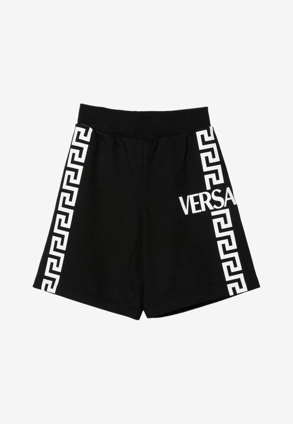 Versace Kids Boys Logo Print Shorts Monochrome 1000221 1A04723 2B020