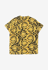 Versace Kids Boys Barocco Print T-shirt Yellow 1000239 1A02445 5B000