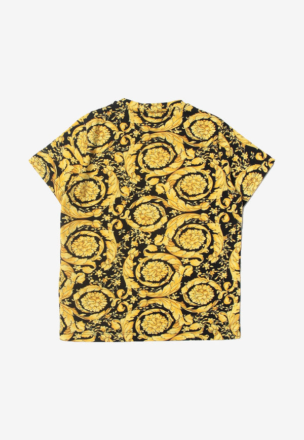 Versace Kids Boys Barocco Print T-shirt Yellow 1000239 1A02445 5B000