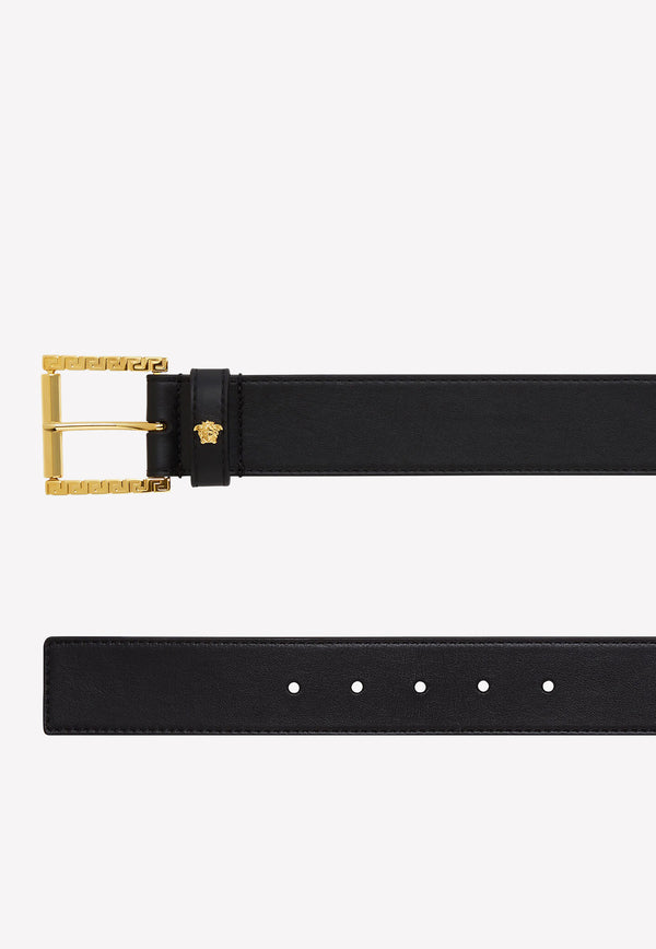 Versace Greca Belt in Calf Leather Black 1001061 DVTP1 KVO41
