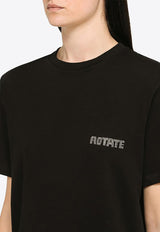 ROTATE Rhinestone Logo Crewneck T-shirt Black 100155100CO/M_ROTAT-1000