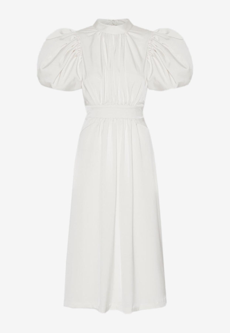ROTATE Sateen Puffed-Sleeve Midi Dress 100158857WHITE