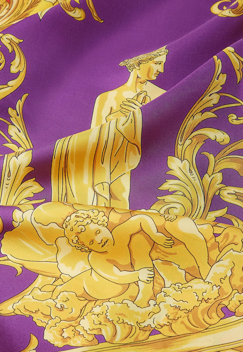 Versace Barocco Goddess Print Shawl in Silk Multicolor 1001599 1A03859 5L290