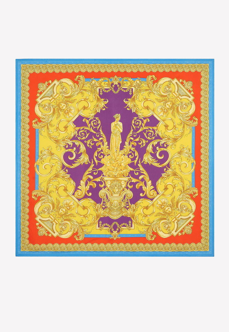 Versace Barocco Goddess Print Shawl in Silk Multicolor 1001599 1A03859 5L290