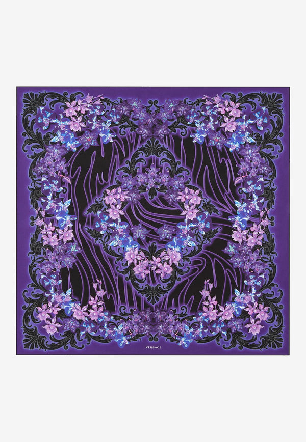 Versace Large Orchid Barocco Print Silk Scarf 1001600 1A07486 5BA60 Multicolor
