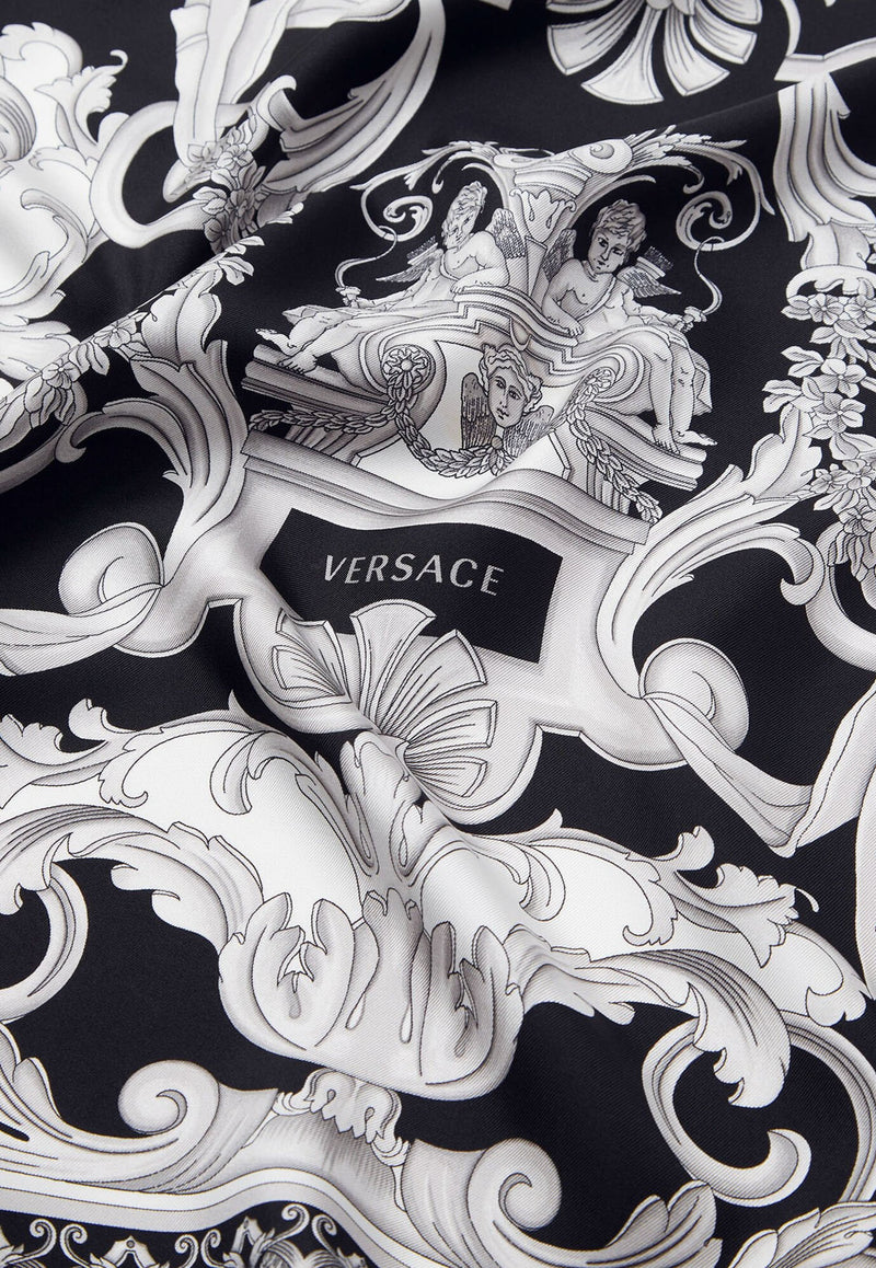 Versace Silver Baroque Silk Foulard Monochrome 1001601 1A04532 5B040