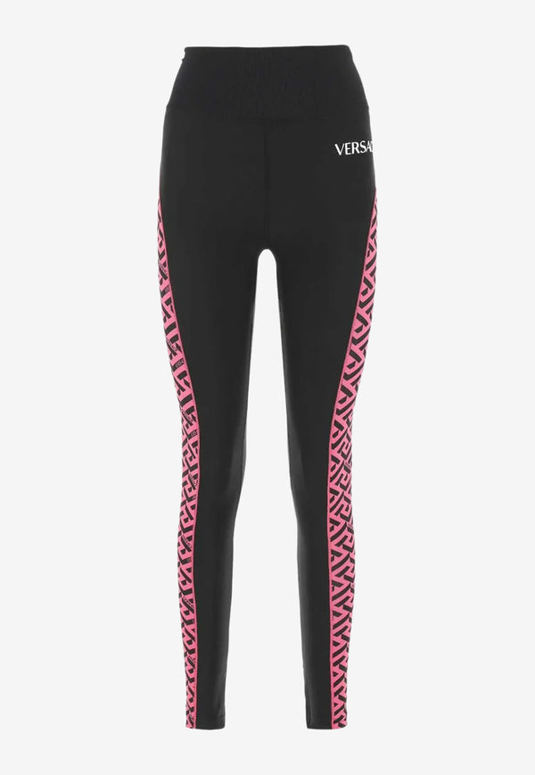 Versace Signature Greca Paneled Leggings Pink 1002079 1A01621 5P540