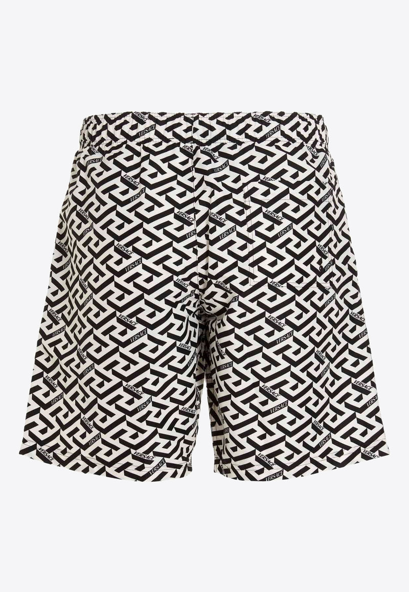 Versace La Greca Print Boardshorts Monochrome 1002517 1A01767 5W040