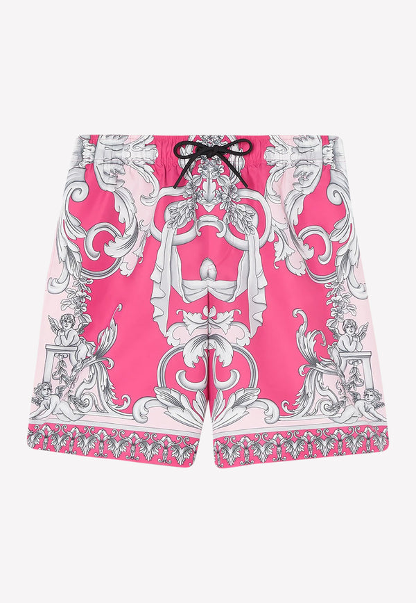 Versace Signature Barocco Print Swim Shorts 1002517 1A04545 5P470 Pink