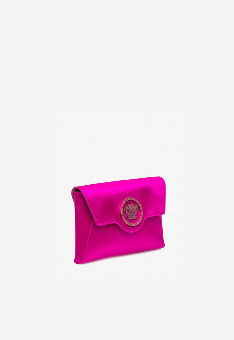 Versace La Medusa Envelope Clutch with Crystal Embellishments Fuchsia 1003018 1A04564 1PF0V
