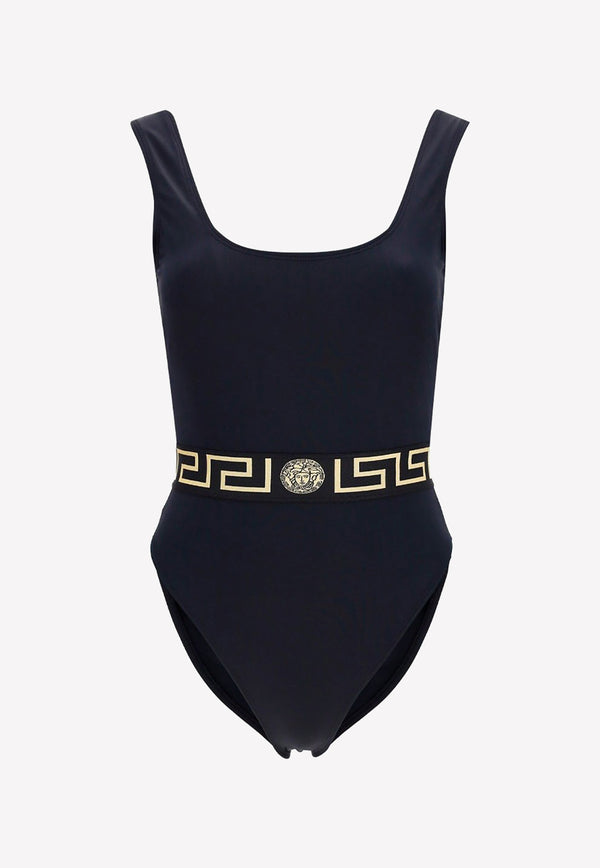 Versace Greca Band One-Piece Swimsuit 1003204 A232185 1B000 Black