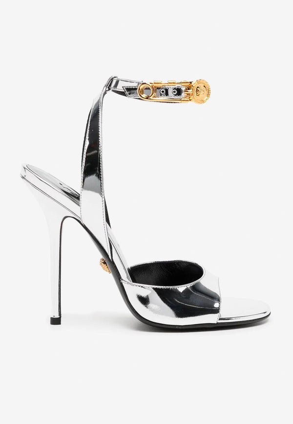 Versace 110 Metallic Leather Sandals 1003205 1A02259 1E01V Silver
