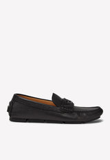 Versace Greca Print Slip-on Leather Loafers 1003354 1A02337 1B000 Black