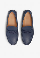 Versace La Greca Penny Loafers in Calf Leather Blue 1003354 1A02337 1U830