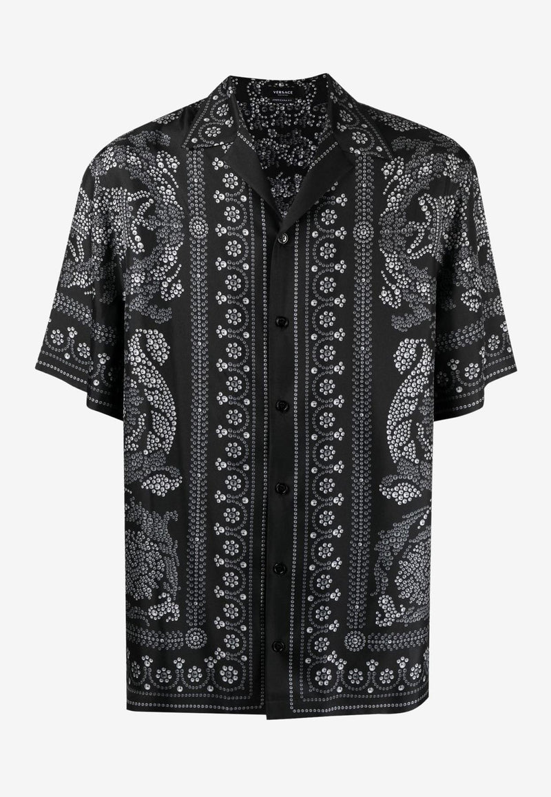 Barocco Silk Short-Sleeved Shirt Monochrome 1003926 1A06140 5B950