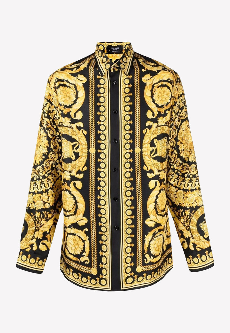 Versace Barocco Print Long-Sleeved Silk Shirt 1003941 1A03044 5B000 Yellow