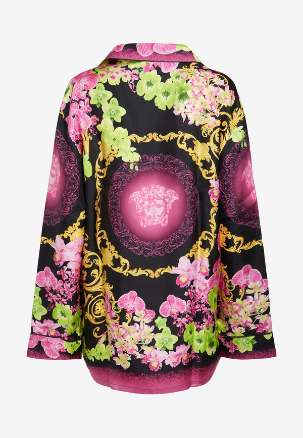 Versace Floral Print Silk PJ Shirt 1004570 1A06628 5B100 Multicolor