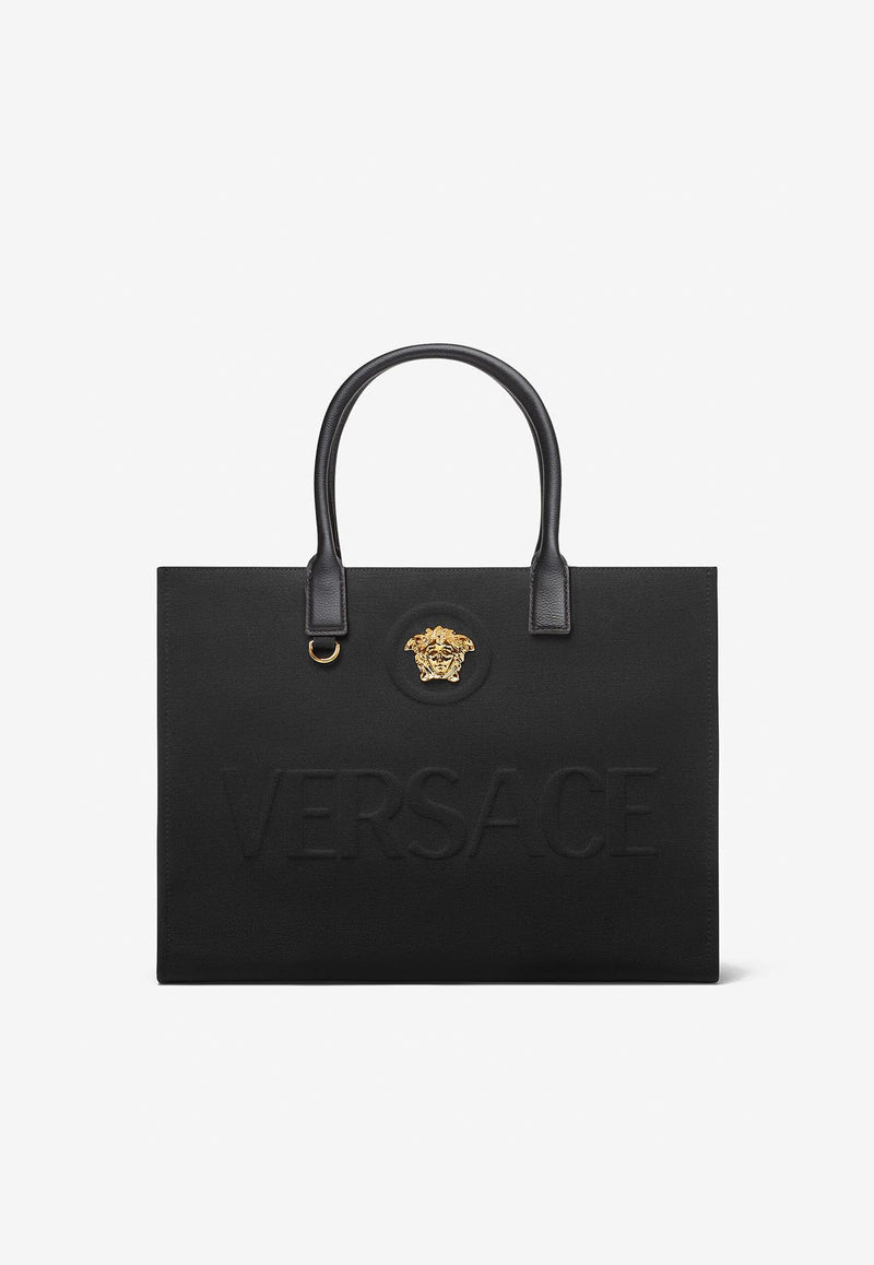Versace La Medusa Canvas Tote Bag 1004741 1A03095 1B00V Black