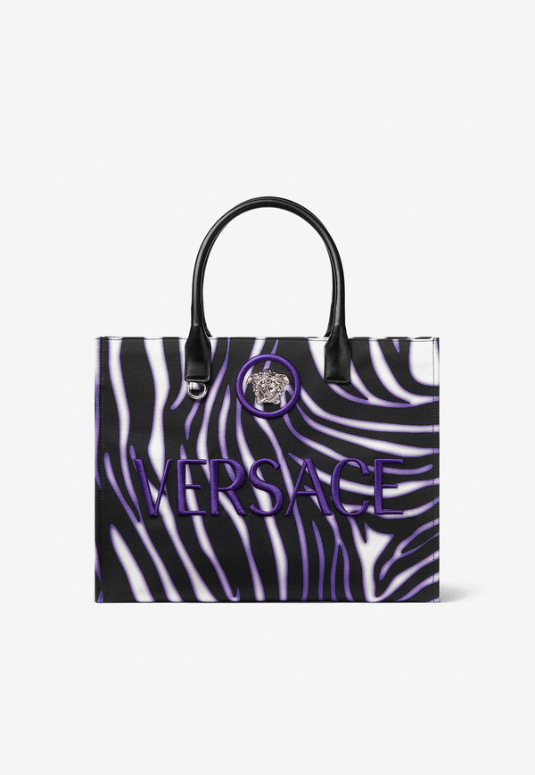 Versace Large Zebra Print Tote Bag 1004741 1A07475 5W36P Multicolor