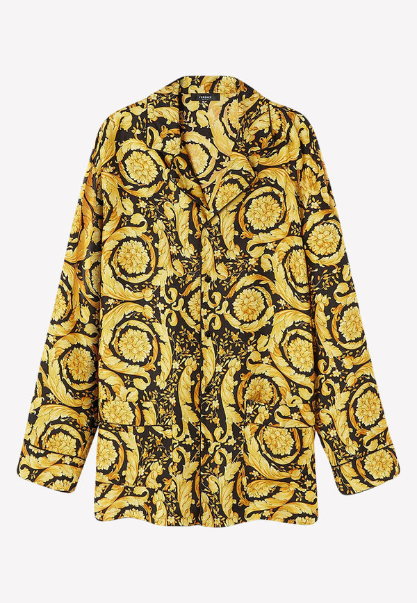 Versace Barocco Pajama Shirt in Silk 1005376 1A04661 5B000 Yellow