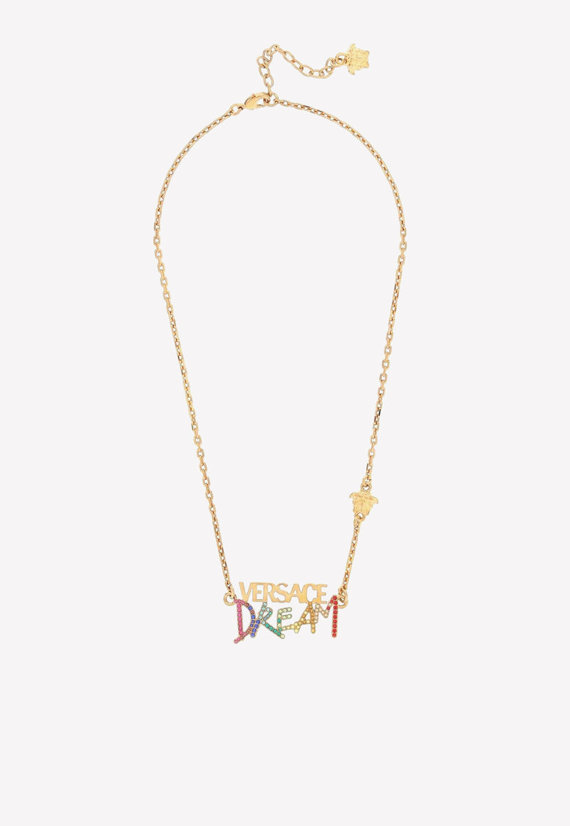 Versace Crystal-Embellished Dream Pendant Necklace 1005541 1A00621 4J060 Gold