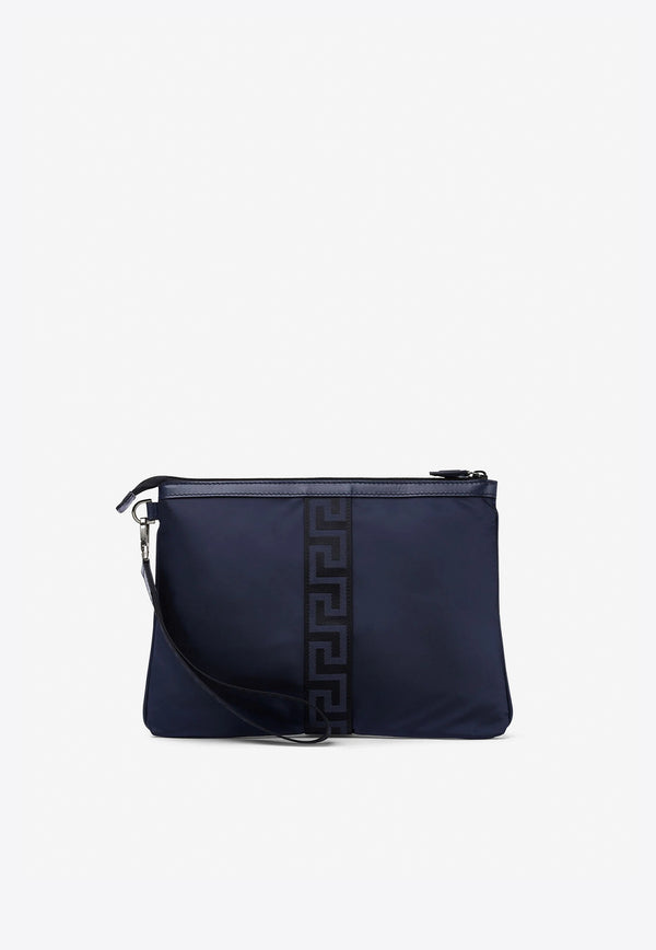 Versace Greca Zipped Pouch Bag Blue 1005622 DNYGR3 2UC5E