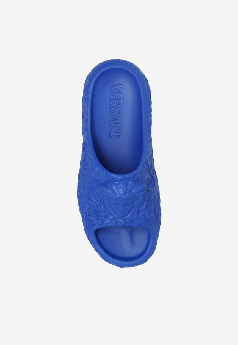 Versace 3D Medusa Rubber Slides Blue 1005746 1A03446 1UC30