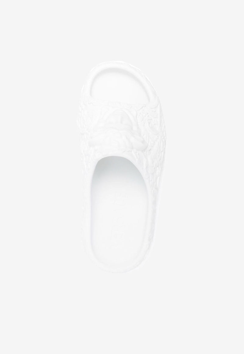 Versace 3D Medusa Rubber Slides White 1005760 1A03446 1W000
