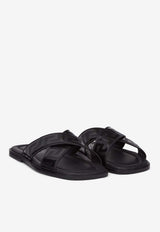 Versace Greca Sandals in Calf Leather Black 1005770 1A04030 1B000