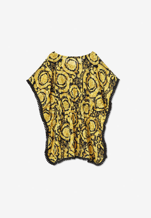 Versace Kids Girls Barocco Print Swimsuit Cover-Up Yellow 1005780 1A04692 5B000