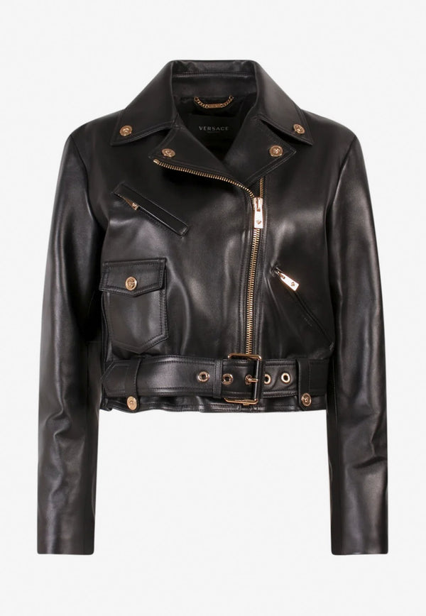 Versace Medusa Leather Biker Jacket Black 1005845 1A04472 1B000