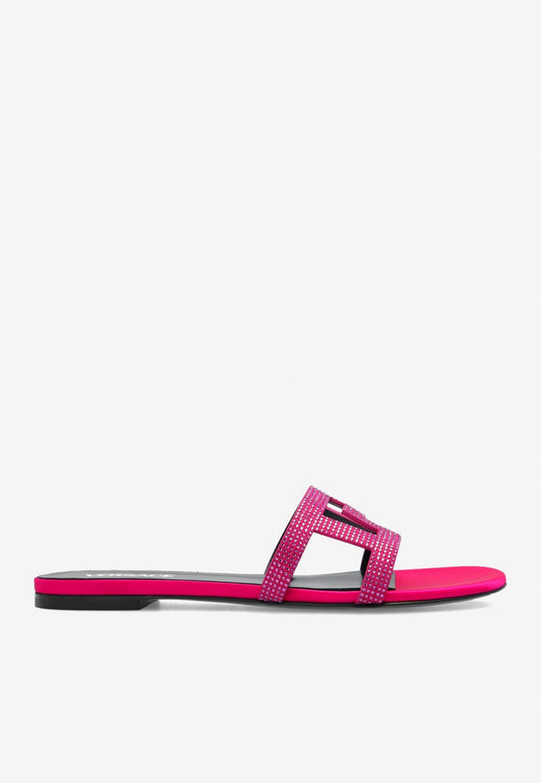 Greca Maze Crystal Flat Sandals Pink 1005893 DRA67 1PK3V