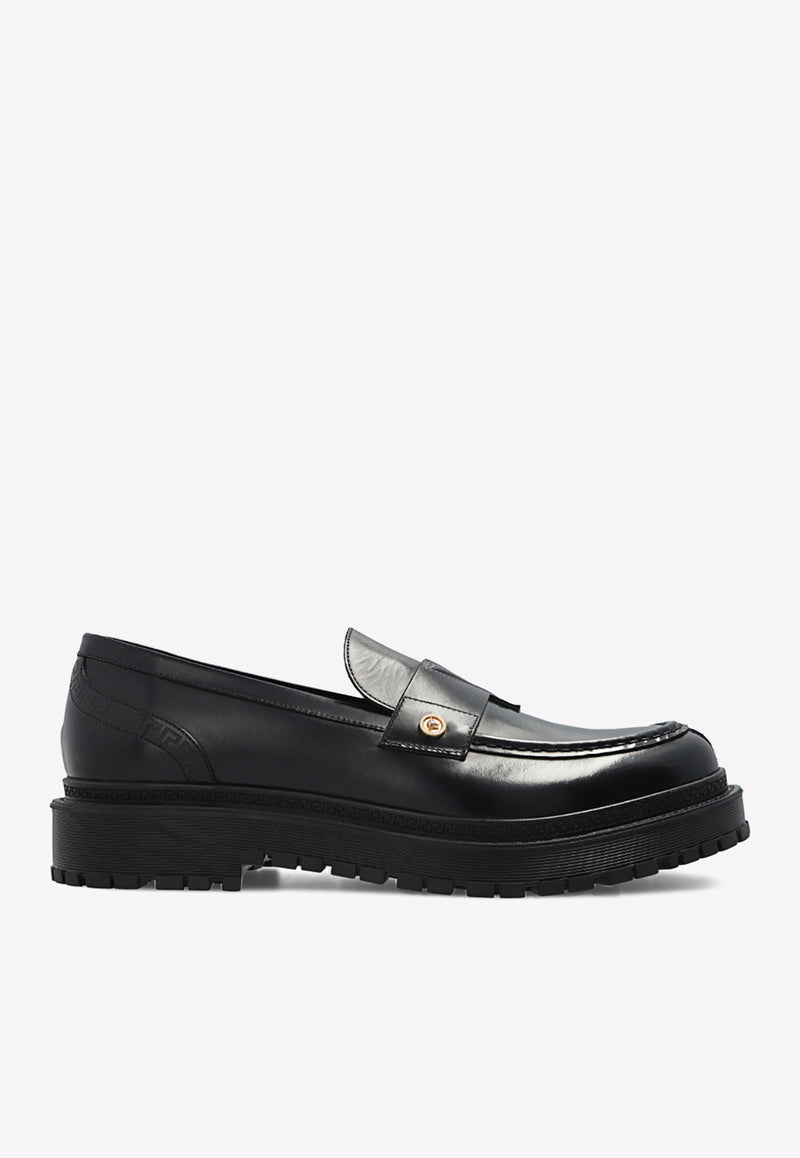 Versace Slip-On Leather Loafers 1006097 1A02335 1B00V Black