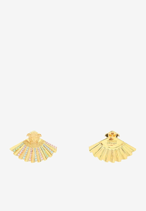 Versace The Fan Medusa Earrings with Swarovski Crystals Gold 1006127 1A00621 4J580