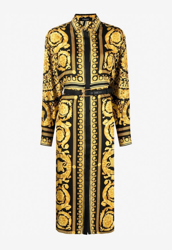 Versace Baroque Print Belted Shirt Dress Gold 1006132 1A04236 5B000