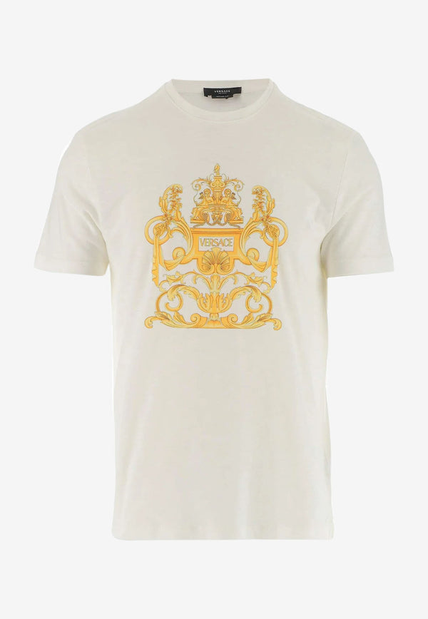 Versace Graphic Print Crewneck T-shirt White 1006430 1A04137 1W010