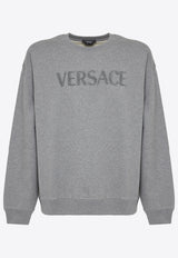 Versace Terry Logo Embroidered Sweatshirt Gray 1006502 1A04511 1E100