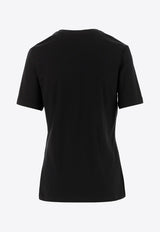 Versace Logo Embroidered Crewneck T-shirt Black 1006536 1A04550 2B070